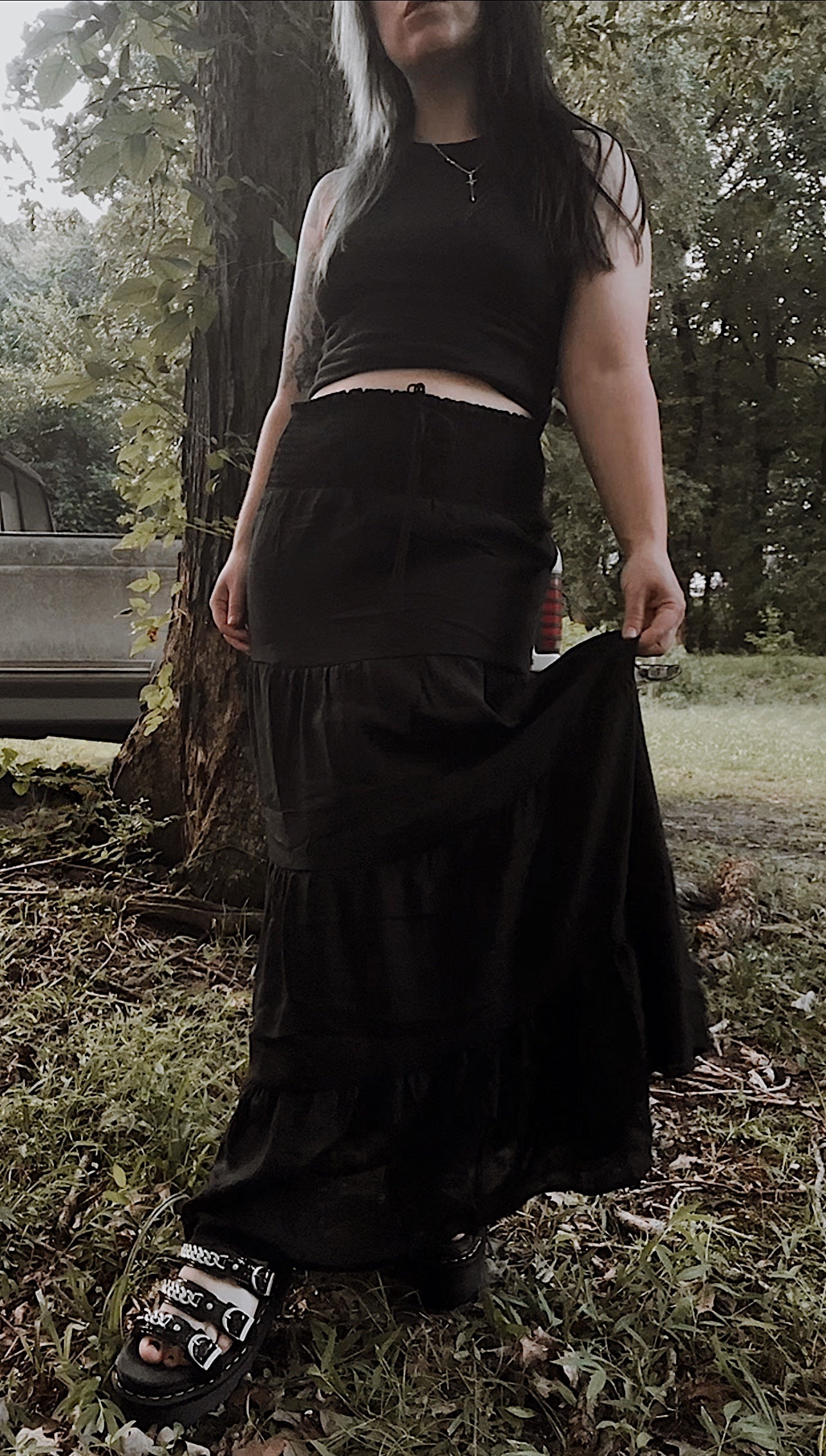 Concrete Smocked Maxi Skirt