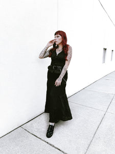 Concrete Smocked Maxi Skirt - Theblackcrownboutique