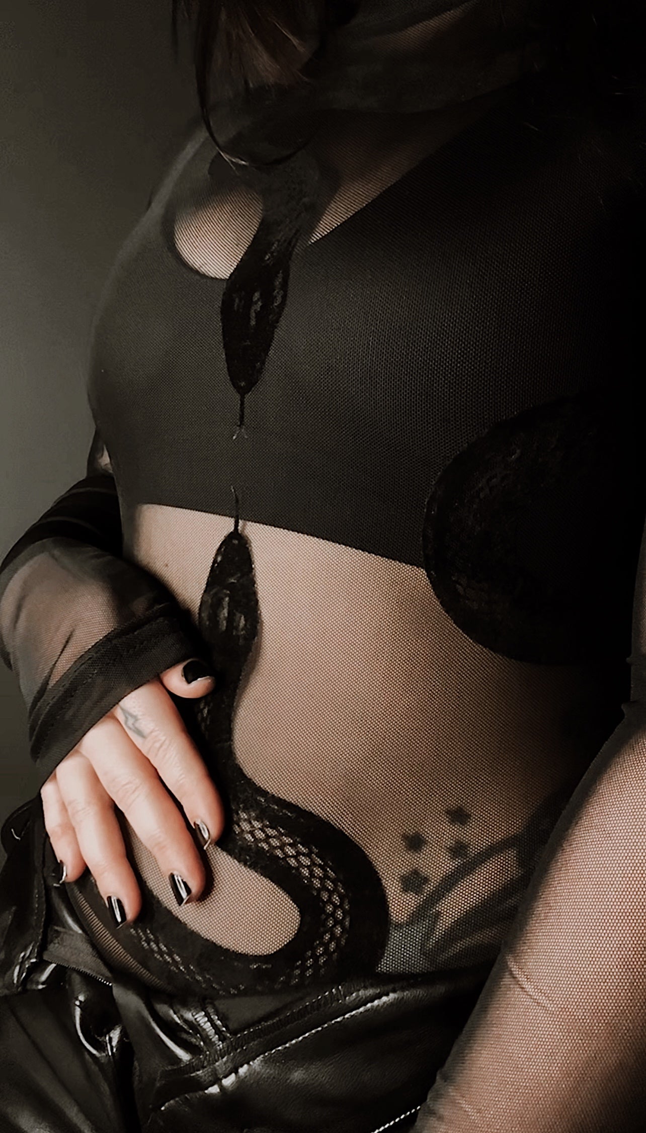 End of You Velvet Snake Mesh Bodysuit - Theblackcrownboutique