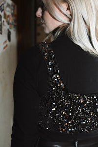Caught In the Middle Crop Sequin Top - Theblackcrownboutique