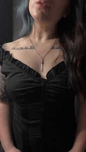 Into Hell Ruffle Trim Button Up Top - Theblackcrownboutique