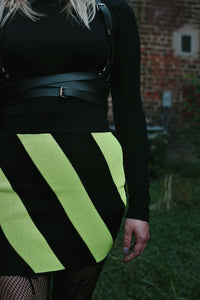 Hollow Points Knit Neon Striped Mini Skirt - Theblackcrownboutique
