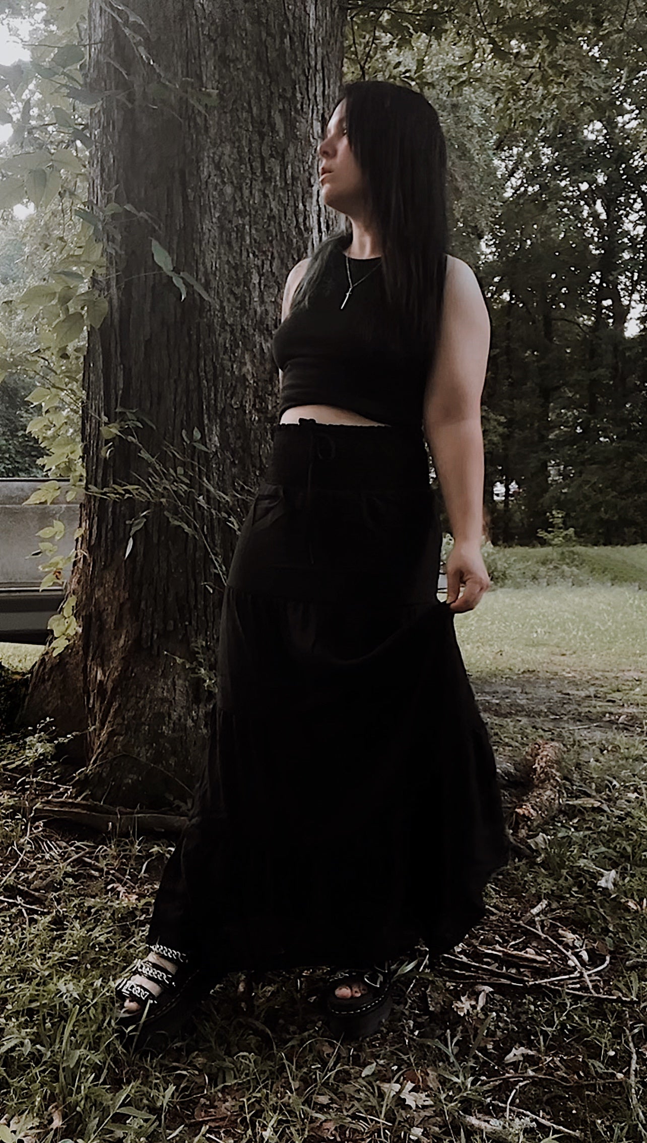 Concrete Smocked Maxi Skirt
