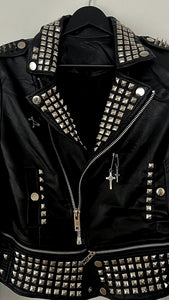 Royal Effect Faux Leather Moto Jacket - Theblackcrownboutique