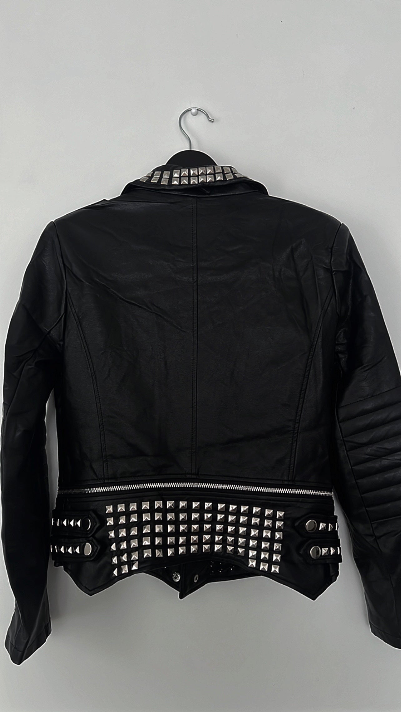 Royal Effect Faux Leather Moto Jacket - Theblackcrownboutique