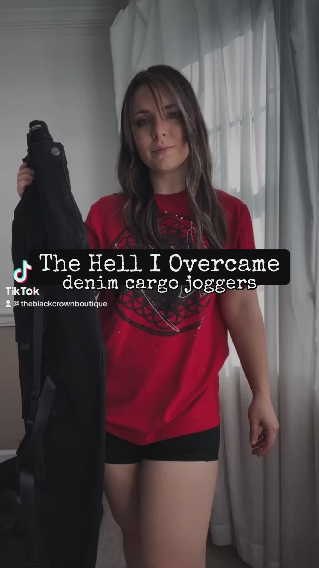 The Hell I Overcame Denim Cargo Joggers – Theblackcrownboutique